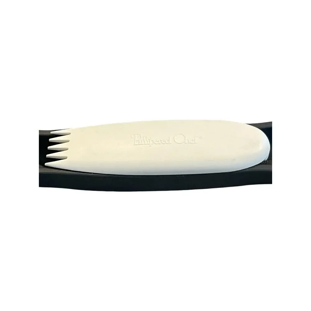 PAMPERED CHEF DOUBLE ENDED BAKER’S ROLLER #1485 W/ CRUST FORK DARK GREY 10 ¼”